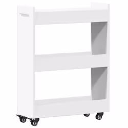 vidaXL Cabinet with Wheels Storage Cart Side Cabinet White Engineered Wood - Additional view 6