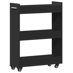 vidaXL Cabinet with Wheels Storage Cart Hallway Side Table Engineered Wood - black