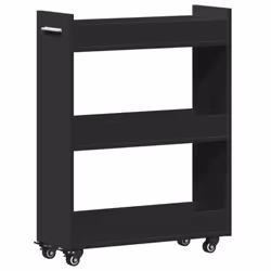 vidaXL Cabinet with Wheels Storage Cart Hallway Side Table Engineered Wood - black - Additional view 6