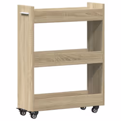 vidaXL Cabinet with Wheels Storage Cart Hallway Side Table Engineered Wood - sonoma oak