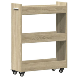 vidaXL Cabinet with Wheels Storage Cart Hallway Side Table Engineered Wood - sonoma oak