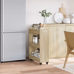 vidaXL Cabinet with Wheels Storage Cart Hallway Side Table Engineered Wood - sonoma oak