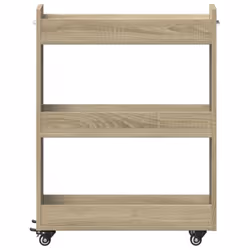vidaXL Cabinet with Wheels Storage Cart Hallway Side Table Engineered Wood - sonoma oak - Additional view 4