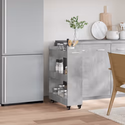 vidaXL Cabinet with Wheels Storage Cart Hallway Side Table Engineered Wood - concrete grey
