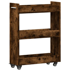 vidaXL Cabinet with Wheels Storage Cart Hallway Side Table Engineered Wood - smoked oak