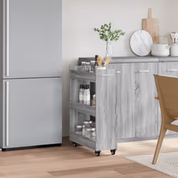 vidaXL Cabinet with Wheels Storage Cart Hallway Side Table Engineered Wood - grey sonoma