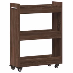vidaXL Cabinet with Wheels Storage Cart Hallway Side Table Engineered Wood - brown oak