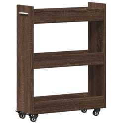 vidaXL Cabinet with Wheels Storage Cart Hallway Side Table Engineered Wood - brown oak