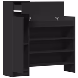 vidaXL Shoe Cabinet Shoe Storage Cupboard Shoe Rack Shelf Engineered Wood - black - Additional view 4