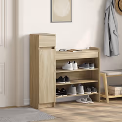 vidaXL Shoe Cabinet Shoe Storage Cupboard Shoe Rack Shelf Engineered Wood - sonoma oak