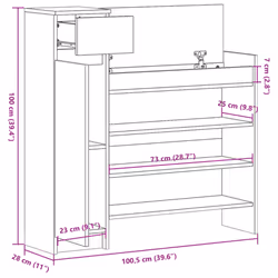 vidaXL Shoe Cabinet Shoe Storage Cupboard Shoe Rack Shelf Engineered Wood - sonoma oak