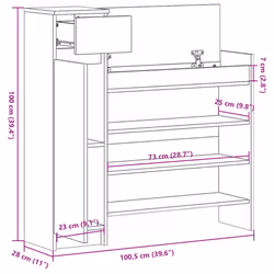 vidaXL Shoe Cabinet Shoe Storage Cupboard Shoe Rack Shelf Engineered Wood - concrete grey - Additional view 10