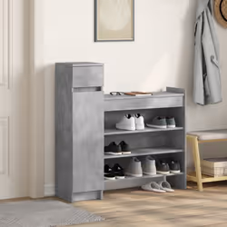 vidaXL Shoe Cabinet Shoe Storage Cupboard Shoe Rack Shelf Engineered Wood - concrete grey