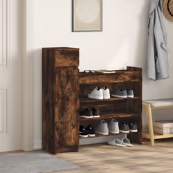 vidaXL Shoe Cabinet Shoe Storage Cupboard Shoe Rack Shelf Engineered Wood - smoked oak