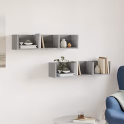 vidaXL Wall Cabinets Wall Storage Cabinet Hanging Cupboard Engineered Wood - grey sonoma, 75 x 18 x16,5 cm/ 2 pcs - Additional view 2