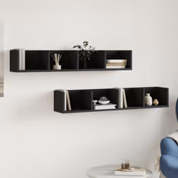 vidaXL Wall Cabinets Bathroom Storage Cabinet 2 pcs Black Engineered Wood - Additional view 2