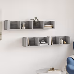 vidaXL Wall Cabinets Wall Storage Cabinet Hanging Cupboard Engineered Wood - grey sonoma, 99 x 18 x16,5 cm/ 2 pcs - Additional view 2