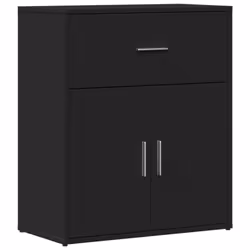 vidaXL Sideboard Storage Cupboard Side Cabinet Highboard Black Engineered Wood - black