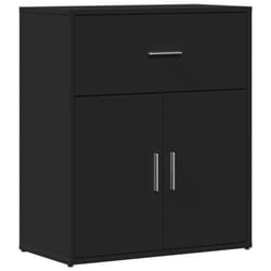 vidaXL Sideboard Storage Cupboard Side Cabinet Highboard Black Engineered Wood - black