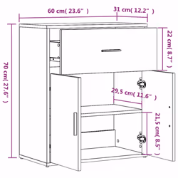 vidaXL Sideboard Storage Cupboard Side Cabinet Highboard Black Engineered Wood - black