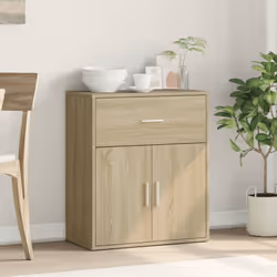 vidaXL Sideboard Storage Cupboard Side Cabinet Highboard Black Engineered Wood - sonoma oak - Additional view 2