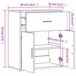 vidaXL Sideboard Storage Cupboard Side Cabinet Highboard Black Engineered Wood - grey sonoma