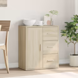 vidaXL Sideboard Cupboard Highboard Side Cabinet Brown Oak Engineered Wood - sonoma oak
