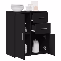 vidaXL Sideboard Storage Cupboard Side Cabinet Highboard Black Engineered Wood