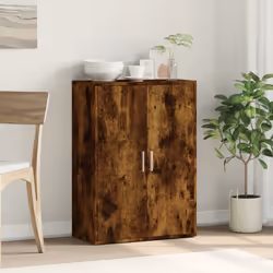vidaXL Sideboard Storage Cupboard Side Cabinet Highboard Black Engineered Wood - smoked oak - Additional view 2