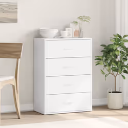 vidaXL Sideboard Storage Cupboard Side Cabinet Highboard Black Engineered Wood - white