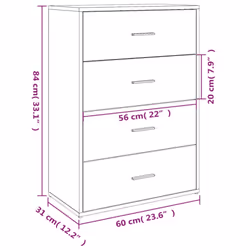 vidaXL Sideboard Storage Cupboard Side Cabinet Highboard Black Engineered Wood - white