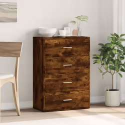 vidaXL Sideboard Storage Cupboard Cabinet Highboard Sonoma Oak Engineered Wood - smoked oak