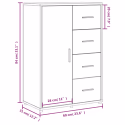 vidaXL Sideboard Cupboard Side Cabinet Highboard Sonoma Oak Engineered Wood - sonoma oak - Additional view 10