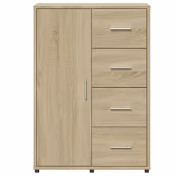 vidaXL Sideboard Cupboard Side Cabinet Highboard Sonoma Oak Engineered Wood - sonoma oak - Additional view 4