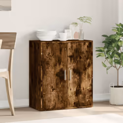 vidaXL Sideboard Storage Cupboard Side Cabinet Highboard Black Engineered Wood - smoked oak - Additional view 2