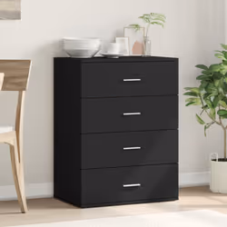 vidaXL Sideboard Storage Cupboard Cabinet Highboard Sonoma Oak Engineered Wood - black