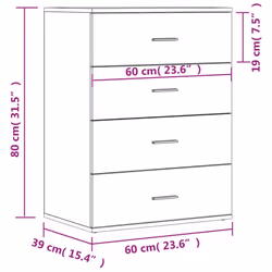 vidaXL Sideboard Cupboard Side Cabinet Highboard Concrete Grey Engineered Wood - concrete grey