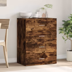 vidaXL Sideboard Cupboard Side Cabinet Highboard Concrete Grey Engineered Wood - smoked oak - Additional view 2