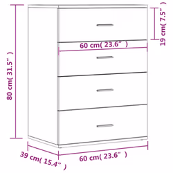 vidaXL Sideboard Cupboard Side Cabinet Highboard Concrete Grey Engineered Wood - smoked oak - Additional view 3