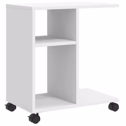 vidaXL Side Table with Wheels Hallway End Table Coffee Table Engineered Wood - White