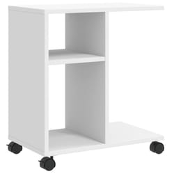 vidaXL Side Table with Wheels Hallway End Table Coffee Table Engineered Wood - White