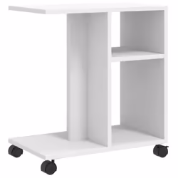 vidaXL Side Table with Wheels Hallway End Table Coffee Table Engineered Wood - White - Additional view 6