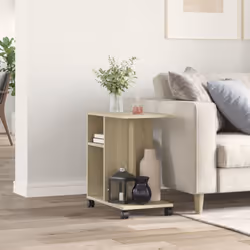vidaXL Side Table with Wheels Hallway End Table Coffee Table Engineered Wood - Sonoma oak - Additional view 2