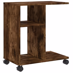 vidaXL Side Table with Wheels Hallway End Table Coffee Table Engineered Wood - Smoked oak