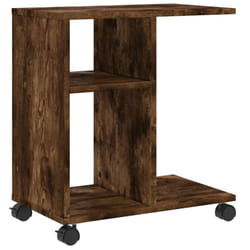 vidaXL Side Table with Wheels Hallway End Table Coffee Table Engineered Wood - Smoked oak