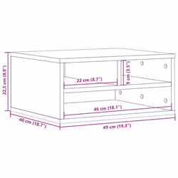 vidaXL Printer Stand Printer Table File Organiser Smoked Oak Engineered Wood - Additional view 3
