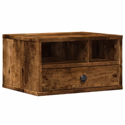 vidaXL Printer Stand Printer Table Office Desk File Organiser Engineered Wood - Smoked oak