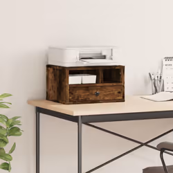 vidaXL Printer Stand Printer Table Office Desk File Organiser Engineered Wood - Smoked oak