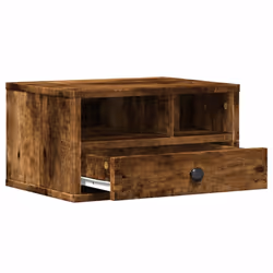 vidaXL Printer Stand Printer Table Office Desk File Organiser Engineered Wood - Smoked oak - Additional view 4