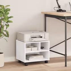 vidaXL Printer Stand with Wheels Printer Table Office Desk Organiser Black - White